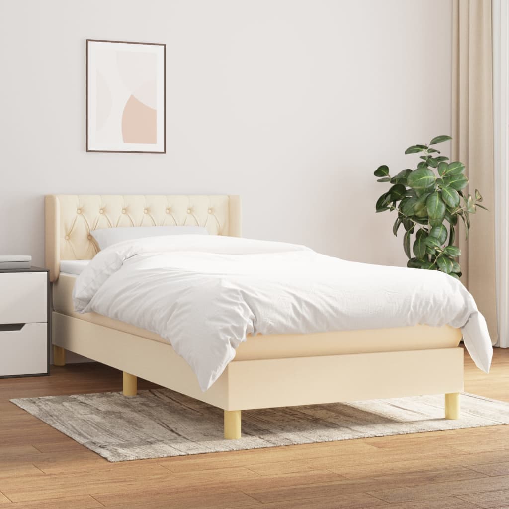 Boxspringbett mit Matratze Creme 100x200 cm Stoff