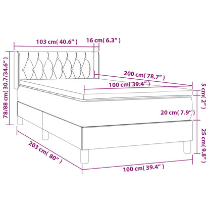 Boxspringbett mit Matratze Blau 100x200 cm Stoff