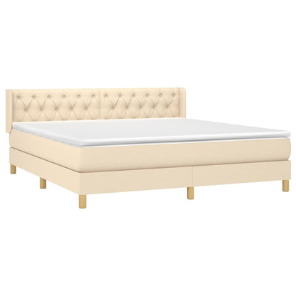 Boxspringbett mit Matratze Creme 160x200 cm Stoff