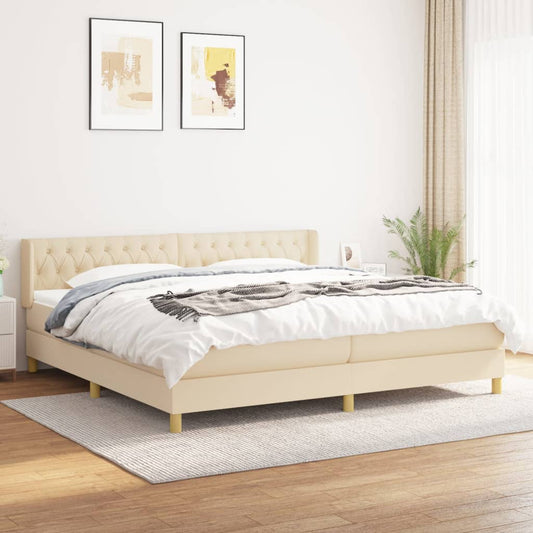 Boxspringbett mit Matratze Creme 160x200 cm Stoff