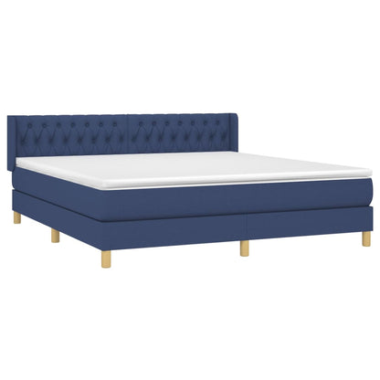 Boxspringbett mit Matratze Blau 180x200 cm Stoff