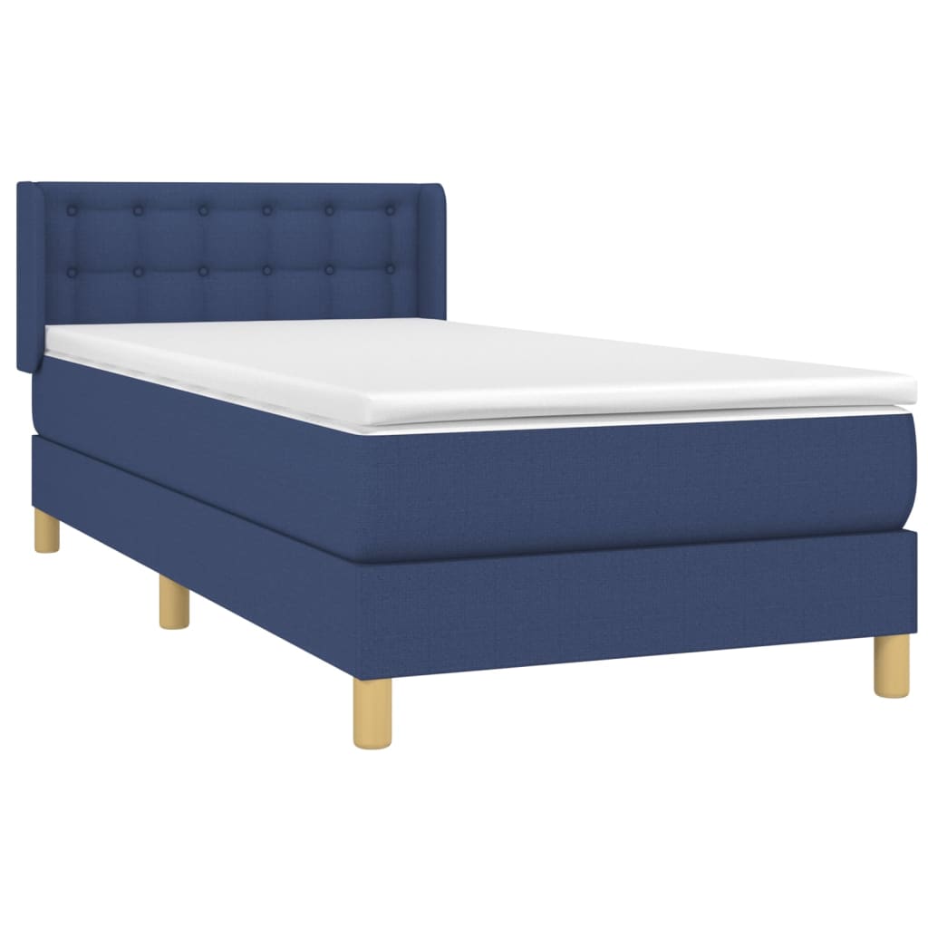 Boxspringbett mit Matratze Blau 90x190 cm Stoff