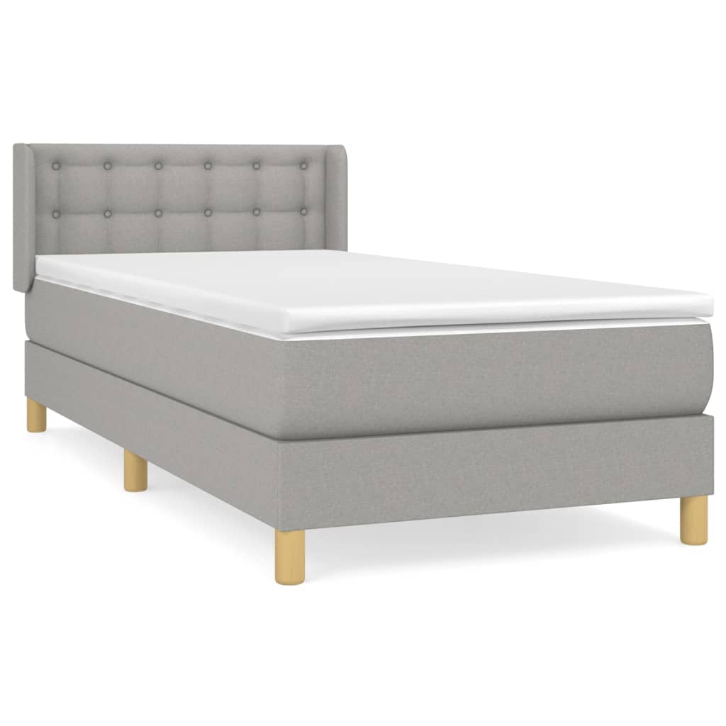 Boxspringbett mit Matratze Hellgrau 100x200 cm Stoff