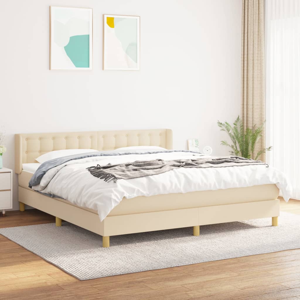 Boxspringbett mit Matratze Creme 160x200 cm Stoff