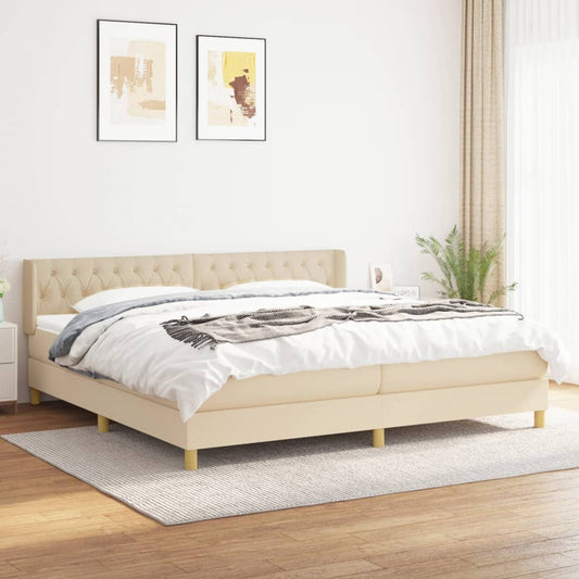 Boxspringbett mit Matratze Creme 200x200 cm Stoff