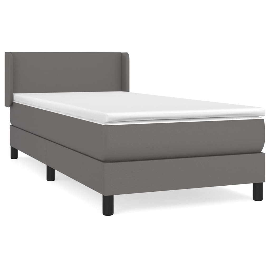 Boxspringbett mit Matratze Grau 90x190 cm Kunstleder