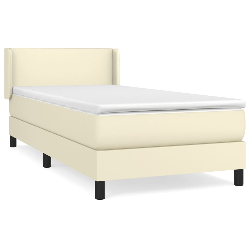 Boxspringbett mit Matratze Creme 100x200 cm Kunstleder