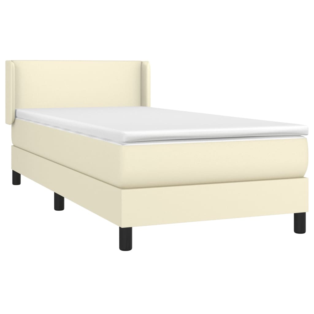 Boxspringbett mit Matratze Creme 100x200 cm Kunstleder