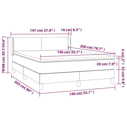 Boxspringbett mit Matratze Weiß 140x200 cm Kunstleder