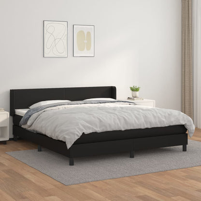 Boxspringbett mit Matratze Schwarz 160x200 cm Kunstleder