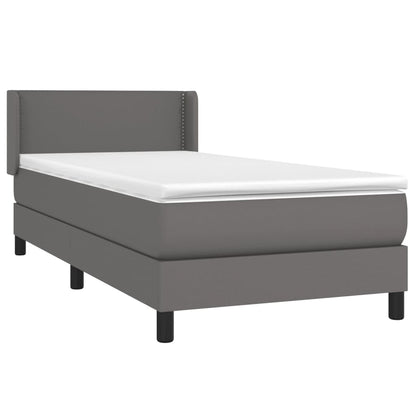 Boxspringbett mit Matratze Grau 80x200 cm Kunstleder