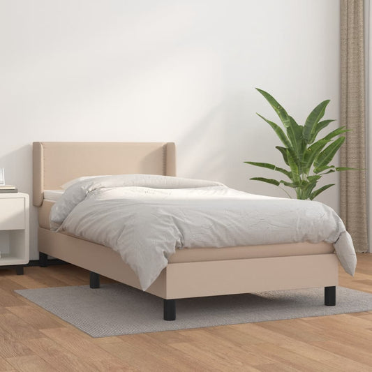 Boxspringbett mit Matratze Cappuccino-Braun 80x200cm Kunstleder