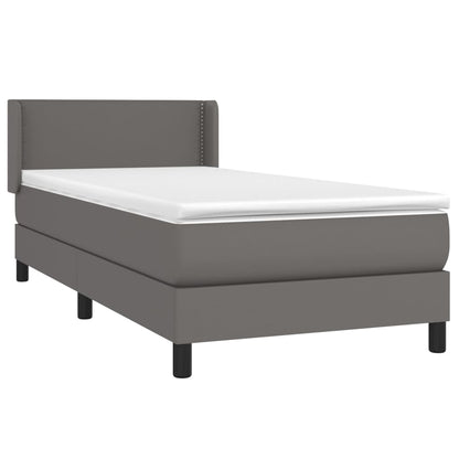 Boxspringbett mit Matratze Grau 90x190 cm Kunstleder