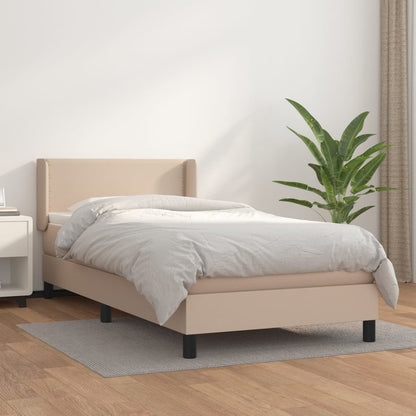 Boxspringbett mit Matratze Cappuccino-Braun 90x190cm Kunstleder