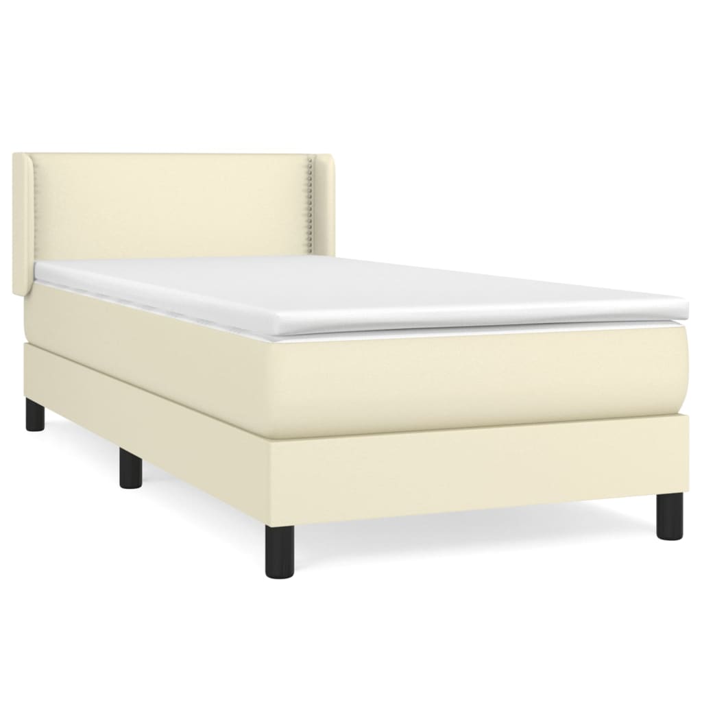 Boxspringbett mit Matratze Creme 100x200 cm Kunstleder