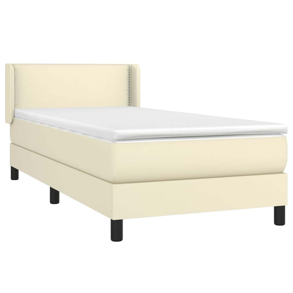 Boxspringbett mit Matratze Creme 100x200 cm Kunstleder