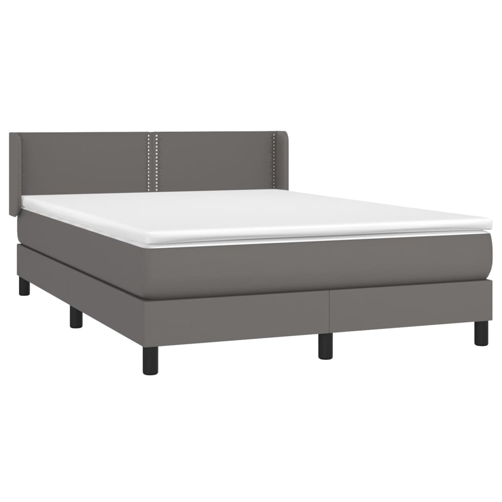 Boxspringbett mit Matratze Grau 140x200 cm Kunstleder