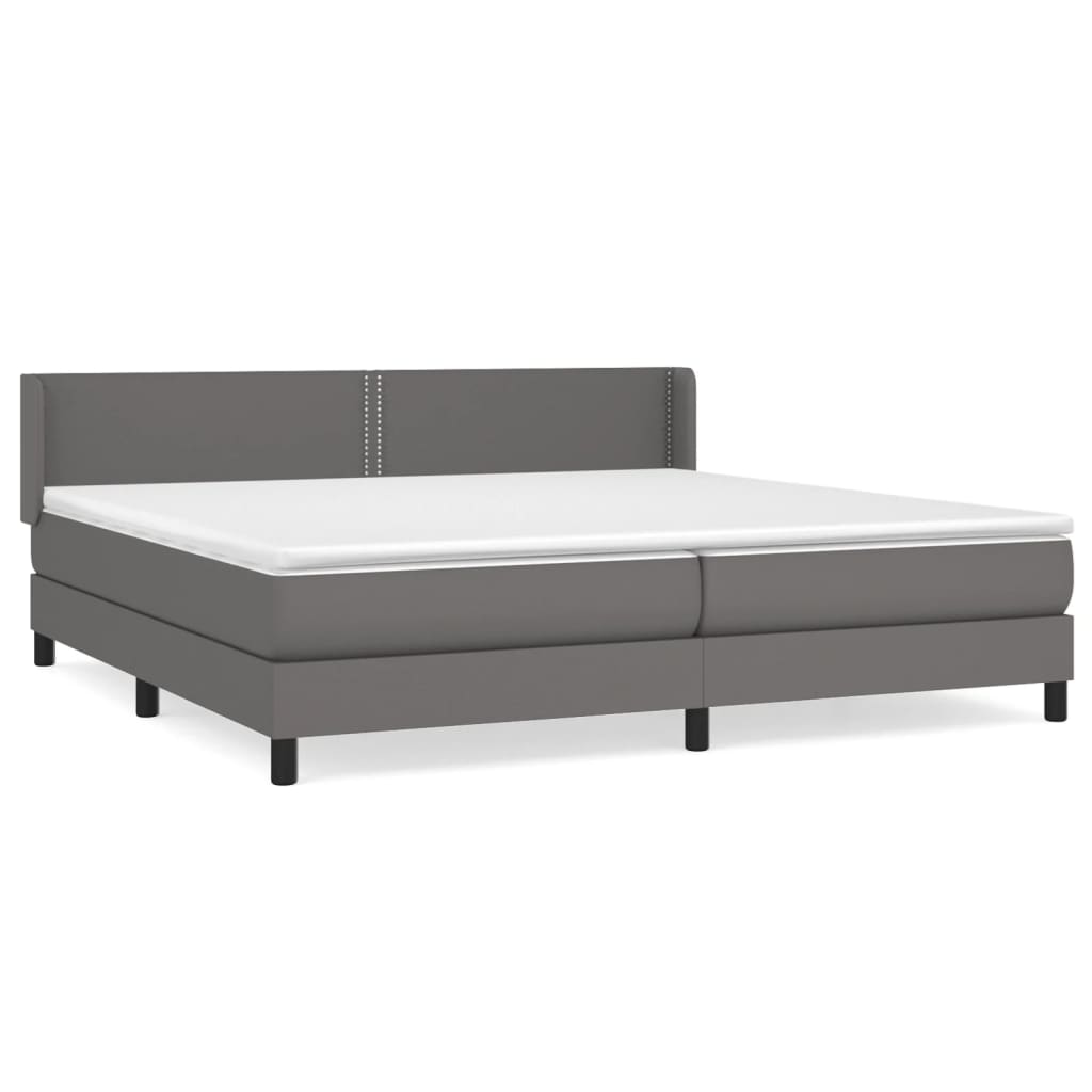 Boxspringbett mit Matratze Grau 200x200 cm Kunstleder