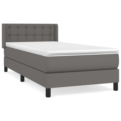 Boxspringbett mit Matratze Grau 80x200 cm Kunstleder