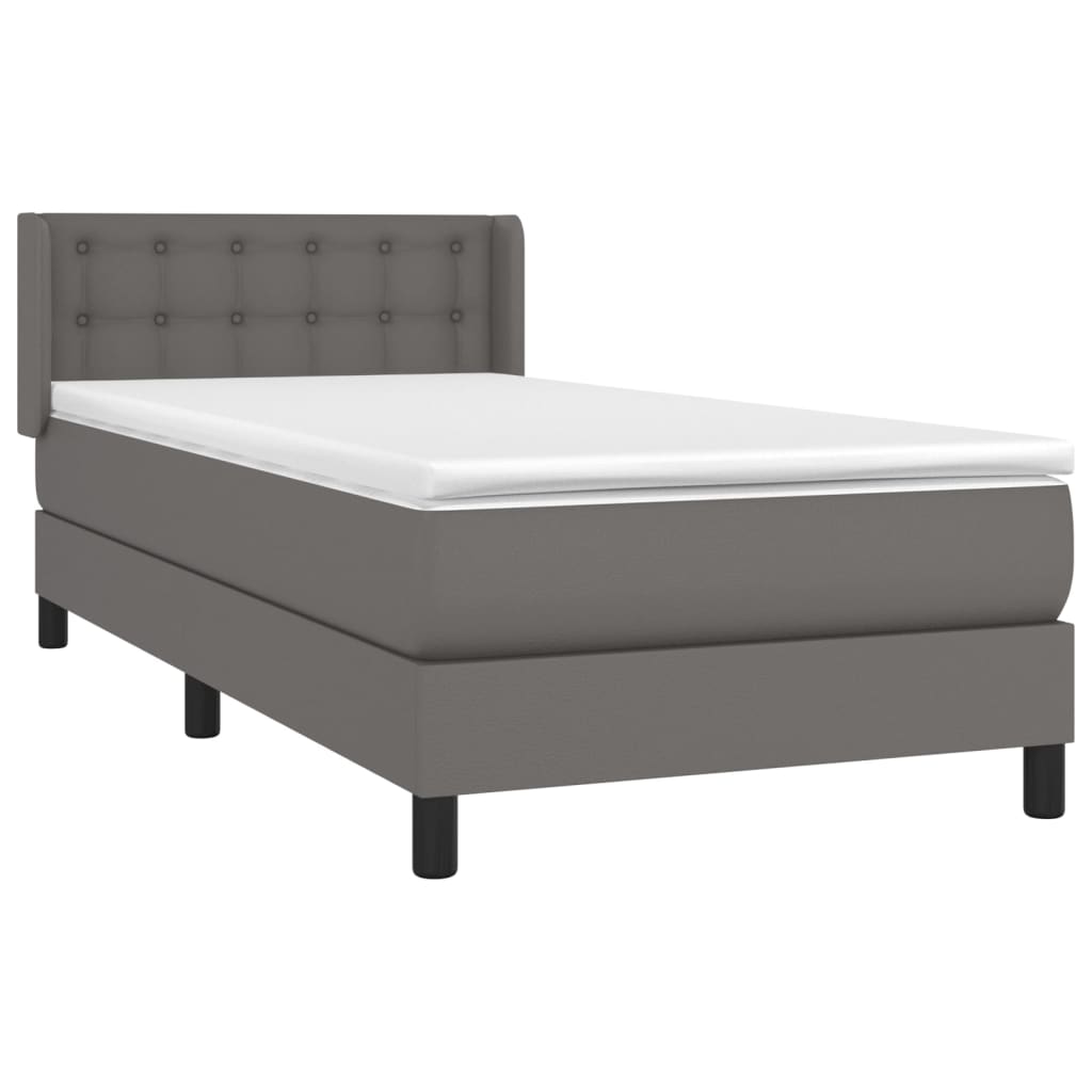 Boxspringbett mit Matratze Grau 80x200 cm Kunstleder