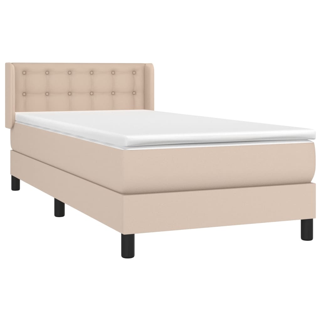 Boxspringbett mit Matratze Cappuccino-Braun 90x200cm Kunstleder