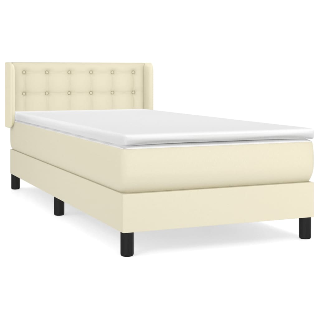 Boxspringbett mit Matratze Creme 100x200 cm Kunstleder