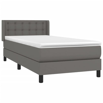 Boxspringbett mit Matratze Grau 100x200 cm Kunstleder