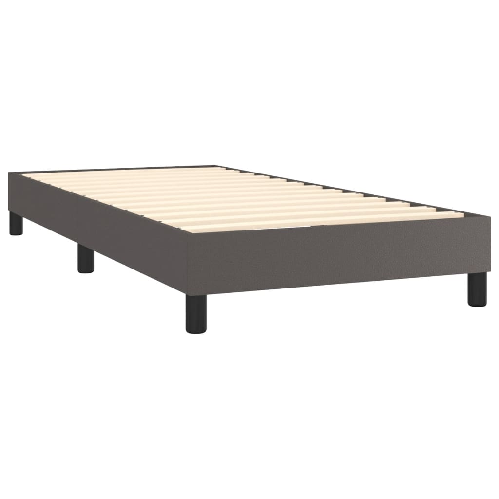 Boxspringbett mit Matratze Grau 100x200 cm Kunstleder