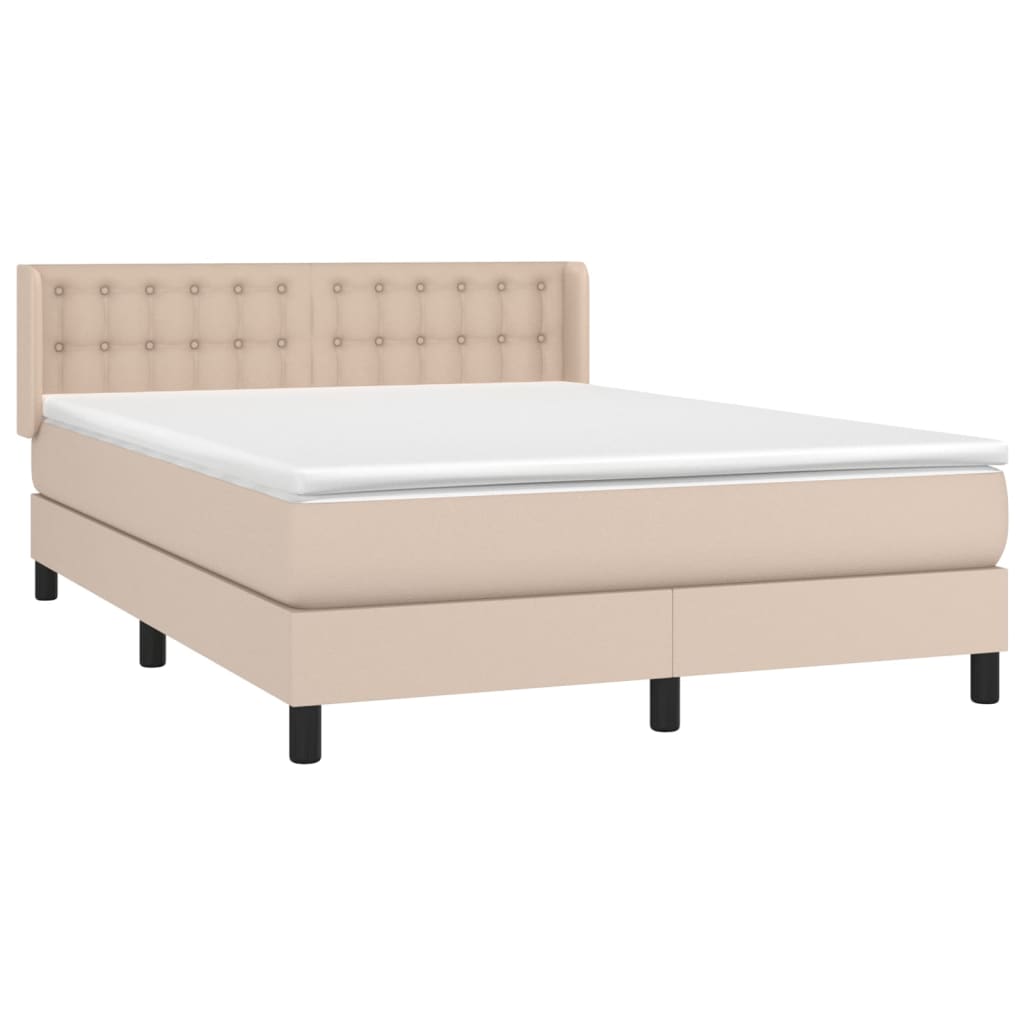 Boxspringbett Matratze Cappuccino-Braun 140x200cm Kunstleder