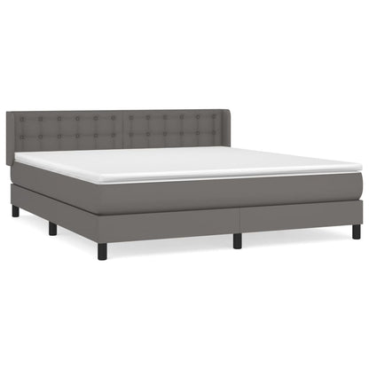 Boxspringbett mit Matratze Grau 160x200 cm Kunstleder