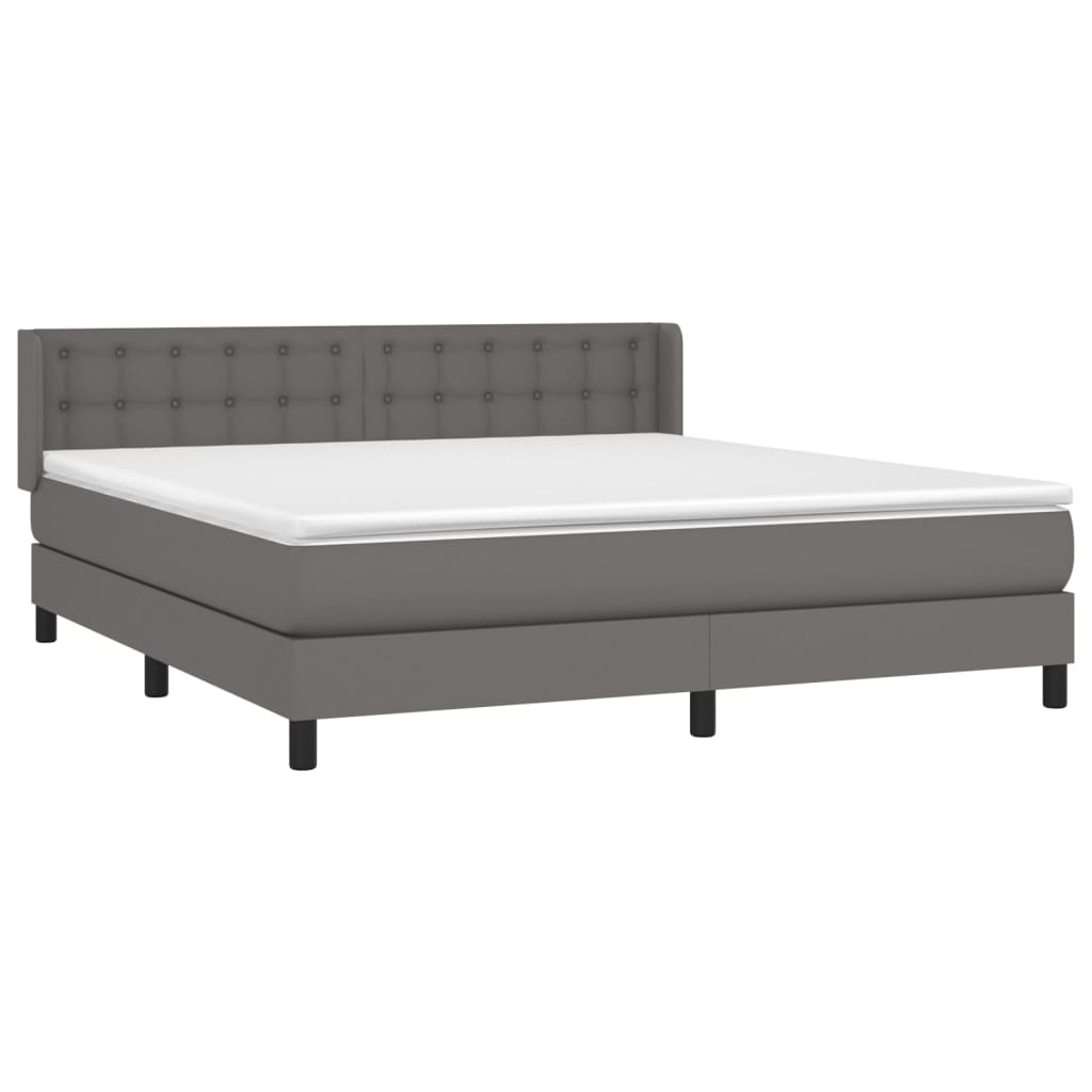 Boxspringbett mit Matratze Grau 160x200 cm Kunstleder