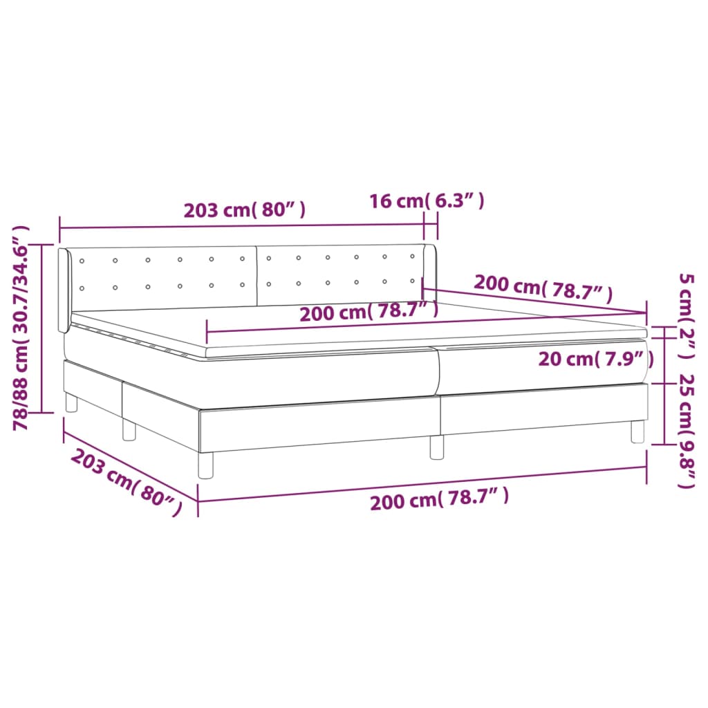 Boxspringbett Matratze Cappuccino-Braun 200x200cm Kunstleder