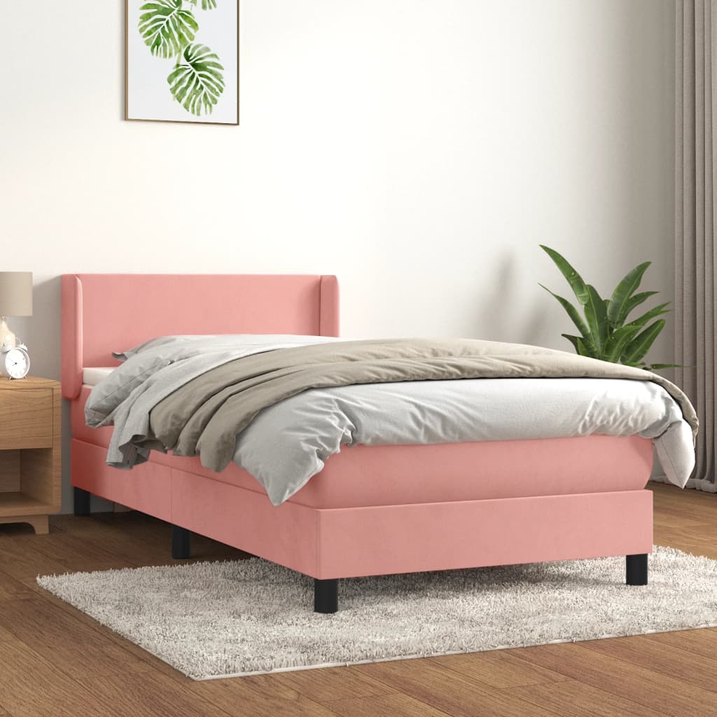 Boxspringbett mit Matratze Rosa 80x200 cm Samt