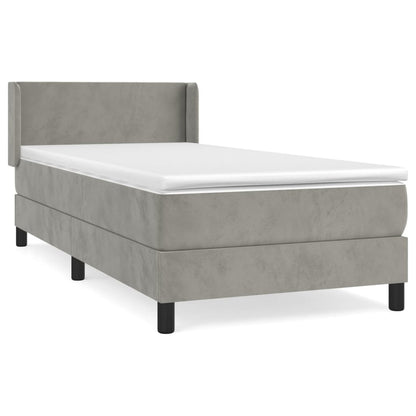 Boxspringbett mit Matratze Hellgrau 90x190 cm Samt