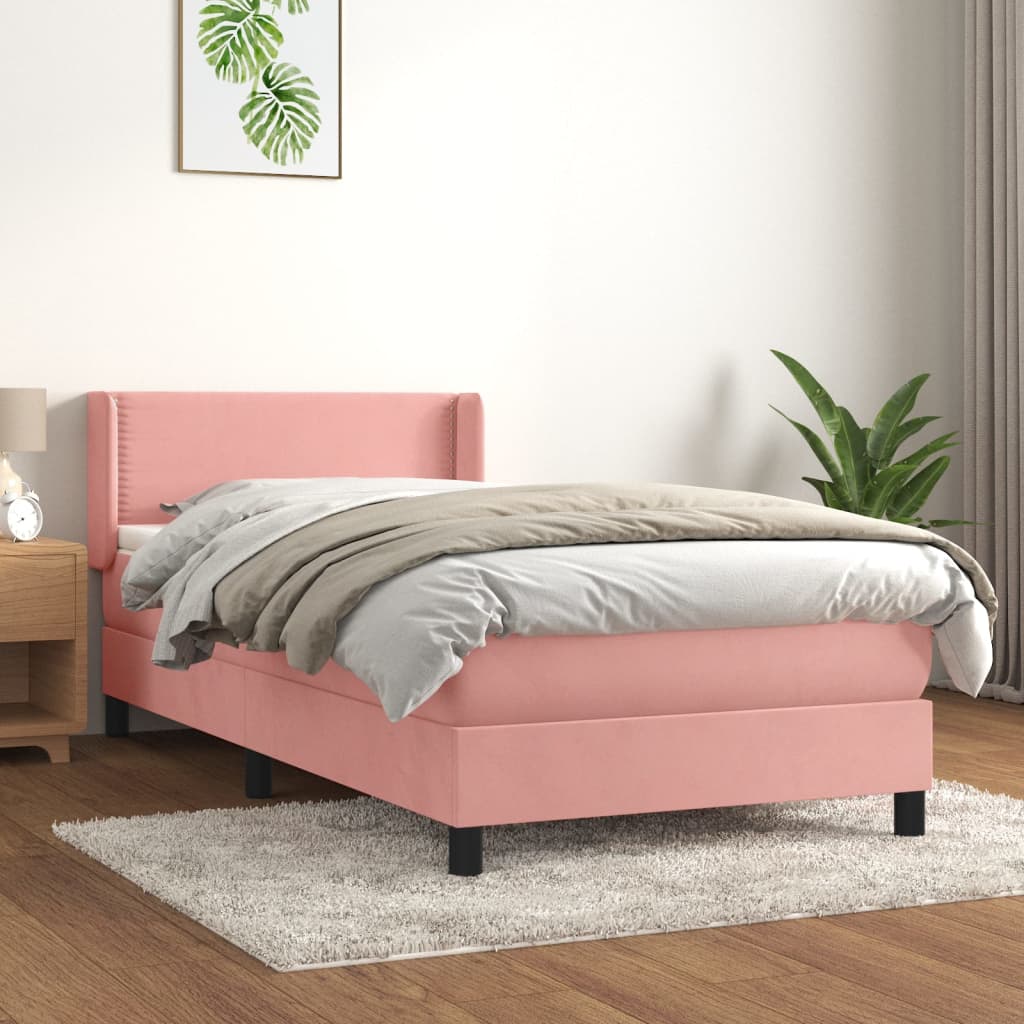 Boxspringbett mit Matratze Rosa 90x190 cm Samt