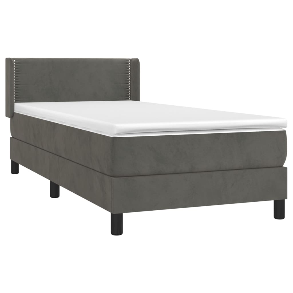 Boxspringbett mit Matratze Dunkelgrau 90x200 cm Samt