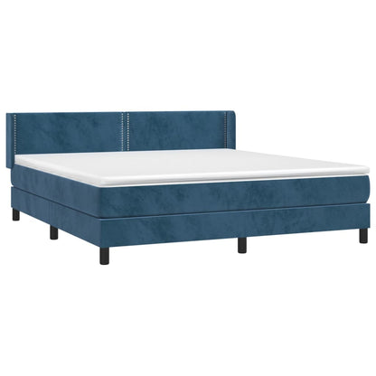 Boxspringbett mit Matratze Dunkelblau 160x200 cm Samt