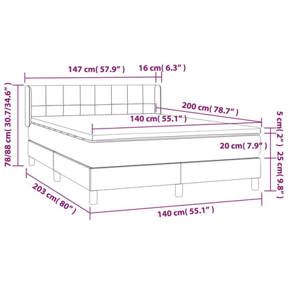 Boxspringbett mit Matratze Schwarz 140x200 cm Samt