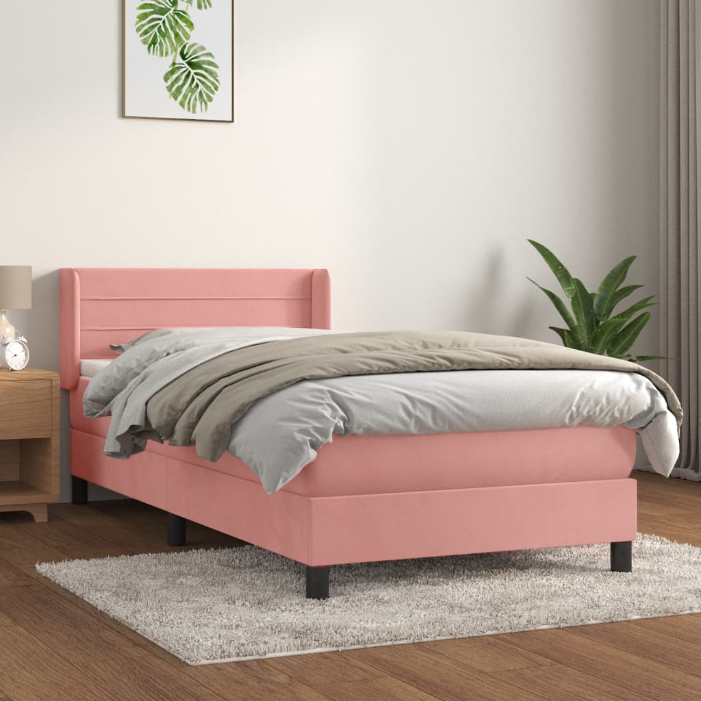 Boxspringbett mit Matratze Rosa 80x200 cm Samt