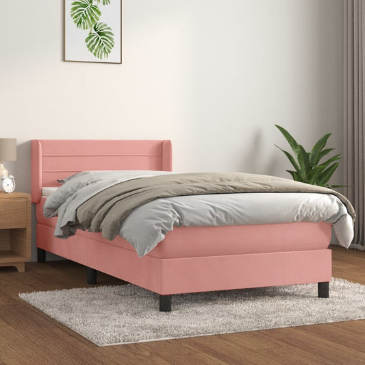 Boxspringbett mit Matratze Rosa 80x200 cm Samt