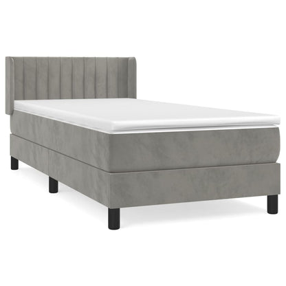 Boxspringbett mit Matratze Hellgrau 90x190 cm Samt