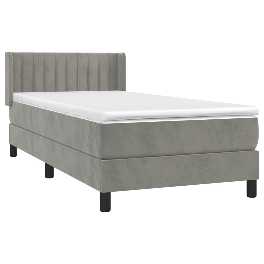 Boxspringbett mit Matratze Hellgrau 90x190 cm Samt