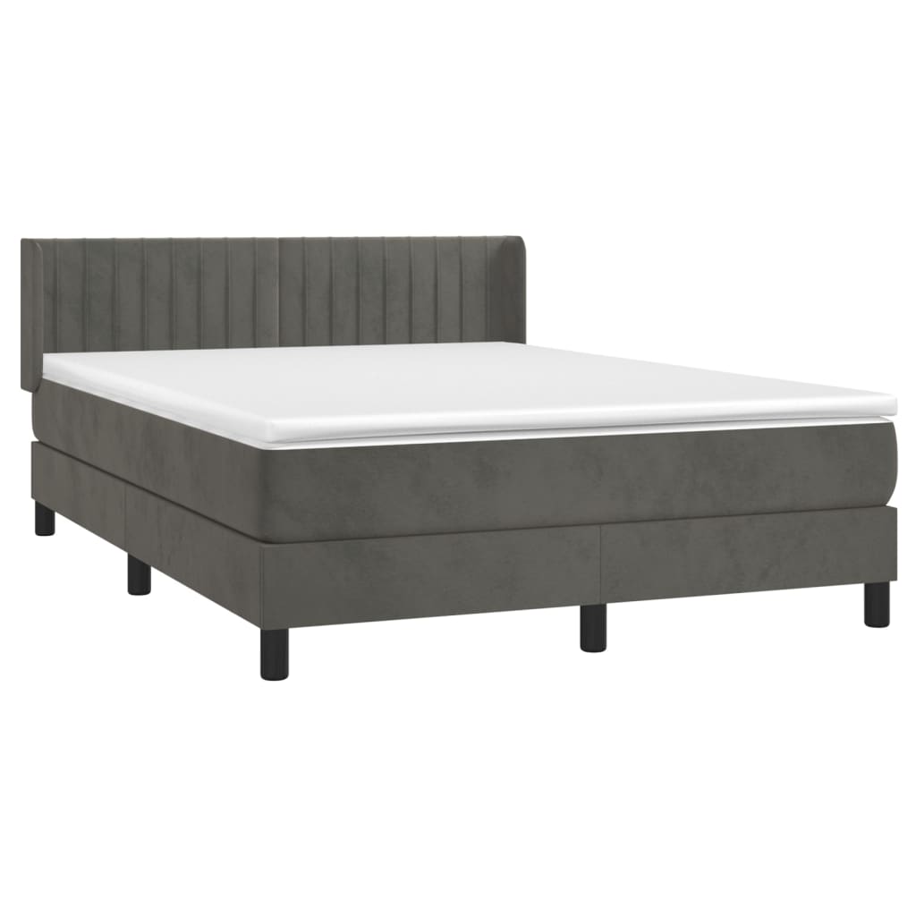 Boxspringbett mit Matratze Dunkelgrau 140x200 cm Samt