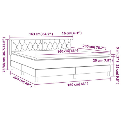 Boxspringbett mit Matratze Hellgrau 160x200 cm Samt