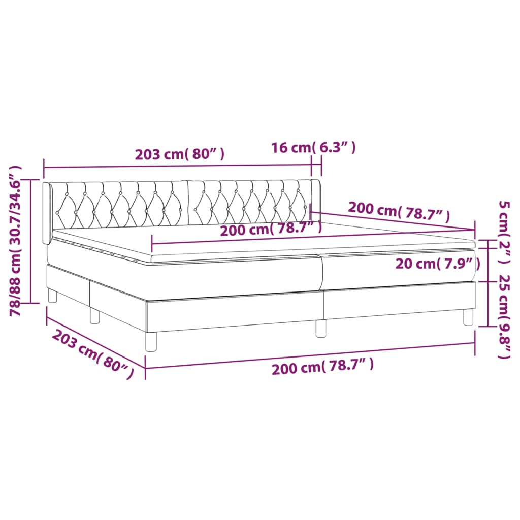 Boxspringbett mit Matratze Rosa 200x200 cm Samt