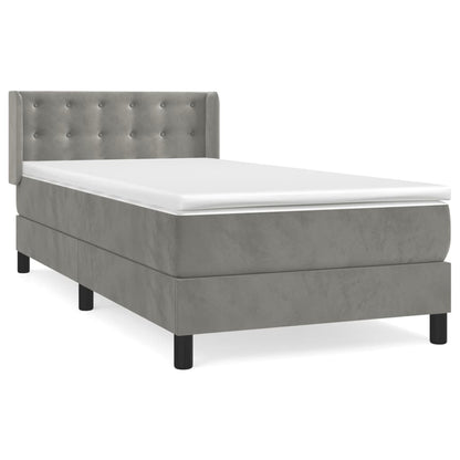 Boxspringbett mit Matratze Hellgrau 90x190 cm Samt