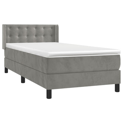 Boxspringbett mit Matratze Hellgrau 90x190 cm Samt