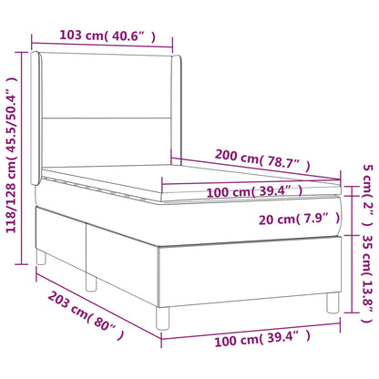 Boxspringbett mit Matratze Dunkelgrau 100x200 cm Stoff