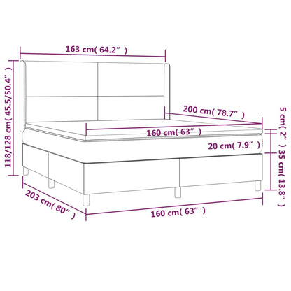 Boxspringbett mit Matratze Dunkelgrau 160x200 cm Stoff