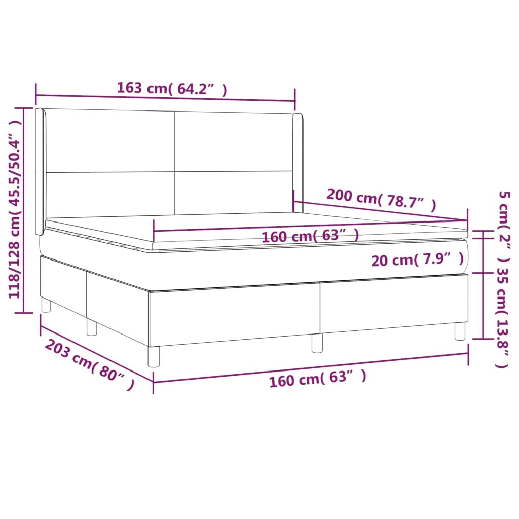 Boxspringbett mit Matratze Schwarz 160x200 cm Stoff